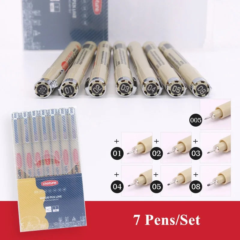 Manga Black Fineliner Waterproof Marker Pens