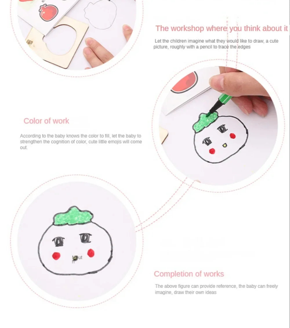 Montessori DIY Painting Stencils – Wooden Educational Craft Toy for Kids