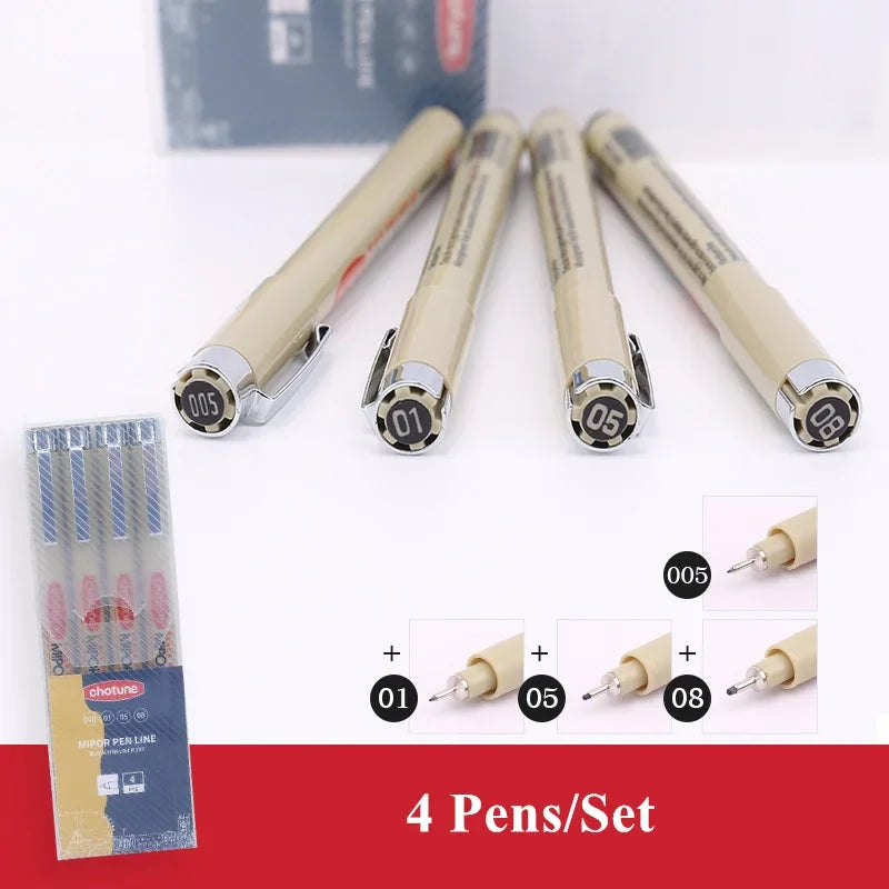 Manga Black Fineliner Waterproof Marker Pens