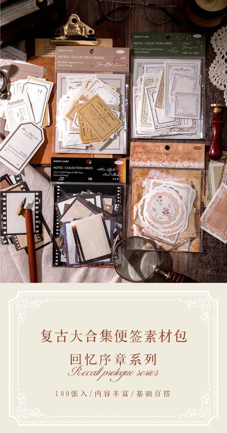 100Pcs Vintage Writable Notes – DIY Journal & Scrapbooking Paper