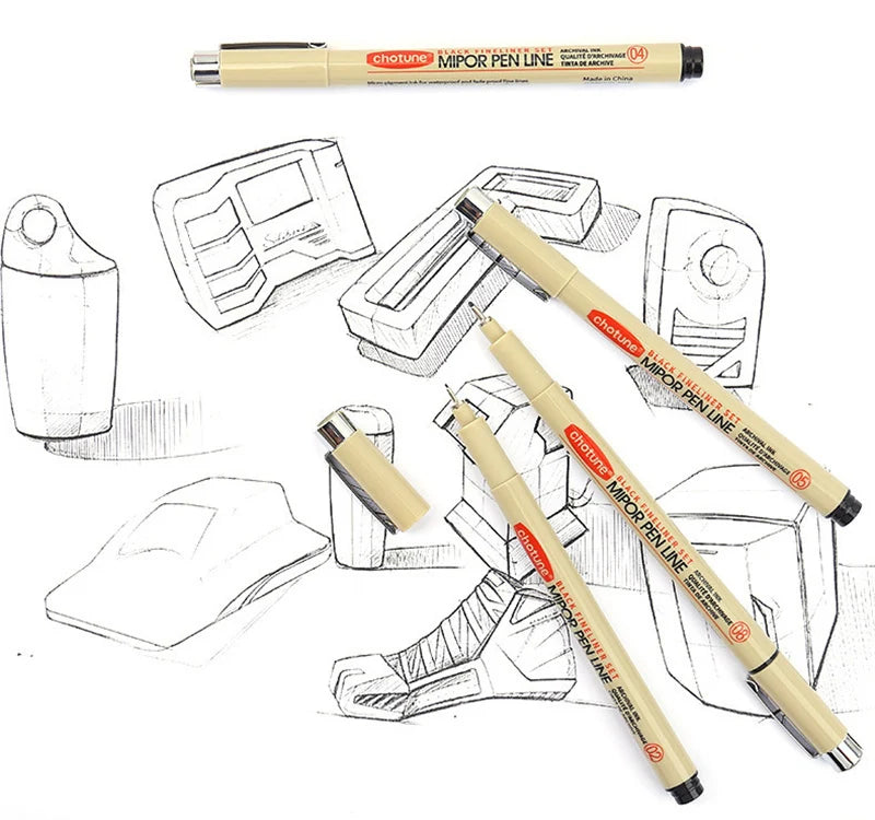 Manga Black Fineliner Waterproof Marker Pens
