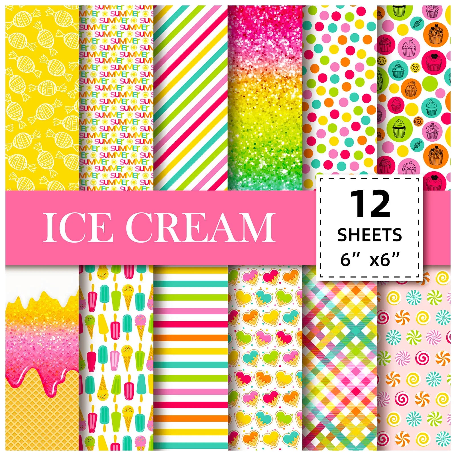 12-Sheet Christmas Scrapbooking Paper – 15x15cm DIY Craft Cardstock