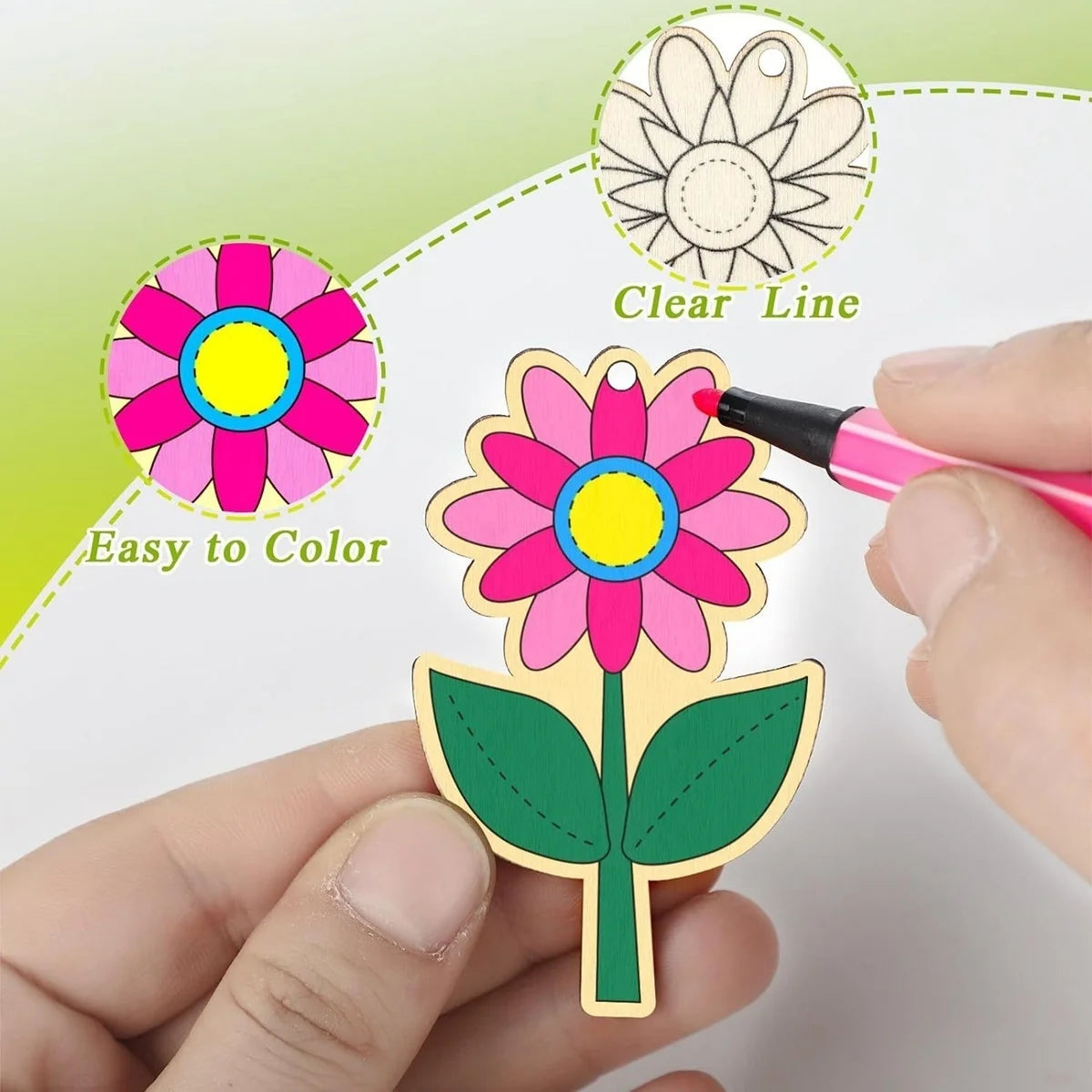 Spring Flower Wooden Crafts – 12pcs DIY Hanging Ornaments