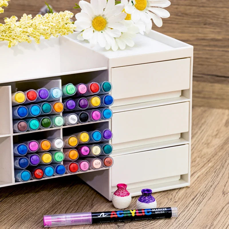 Acrylic Marker Pens – 12/24/30 Colors, Waterproof Soft Brush Nib