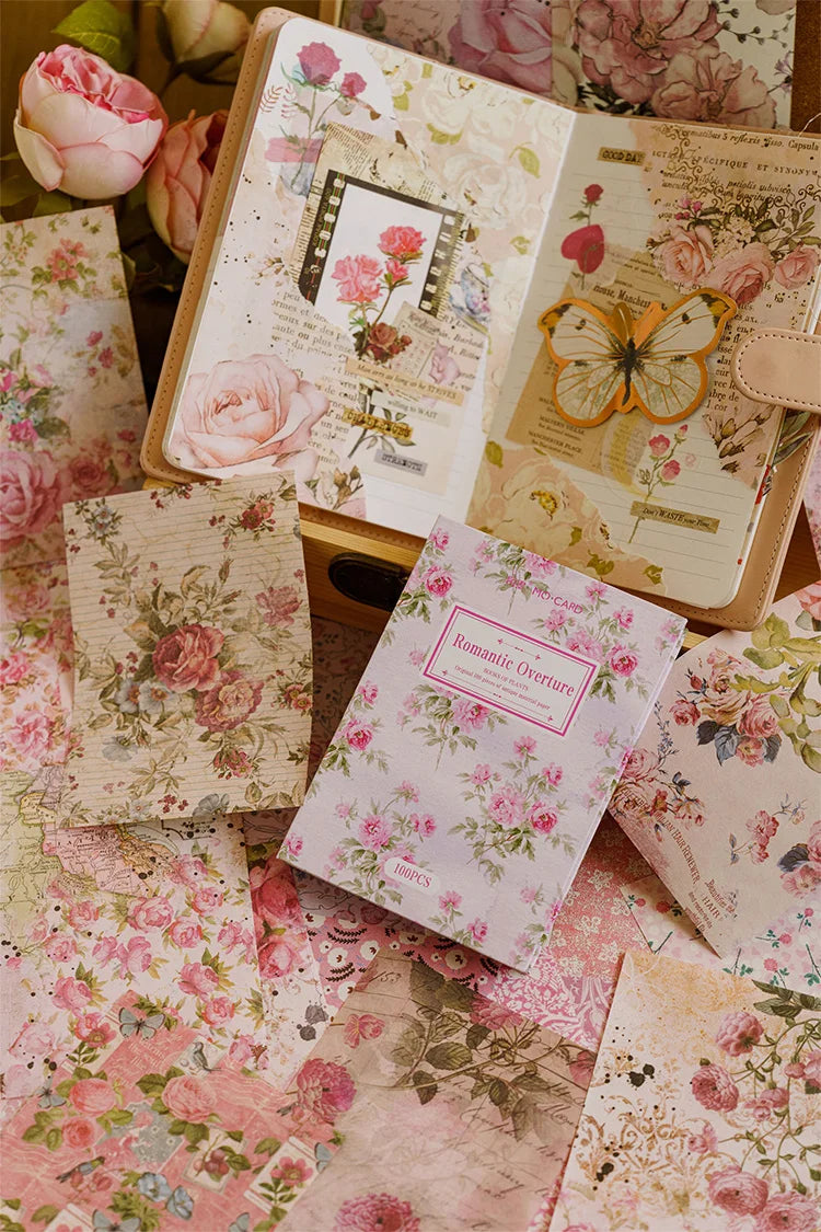 JIANQI 100pcs Vintage Floral Scrapbooking Paper