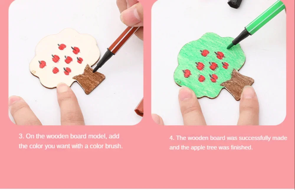 Montessori DIY Painting Stencils – Wooden Educational Craft Toy for Kids