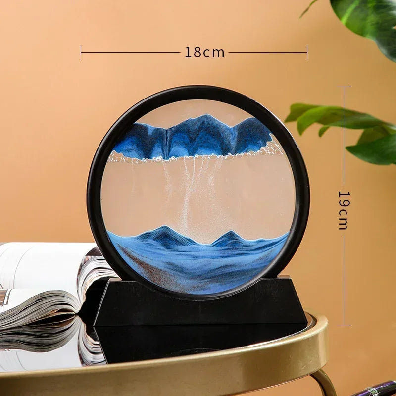 3D Moving Sand Art – Round Glass Deep Sea Sandscape Hourglass