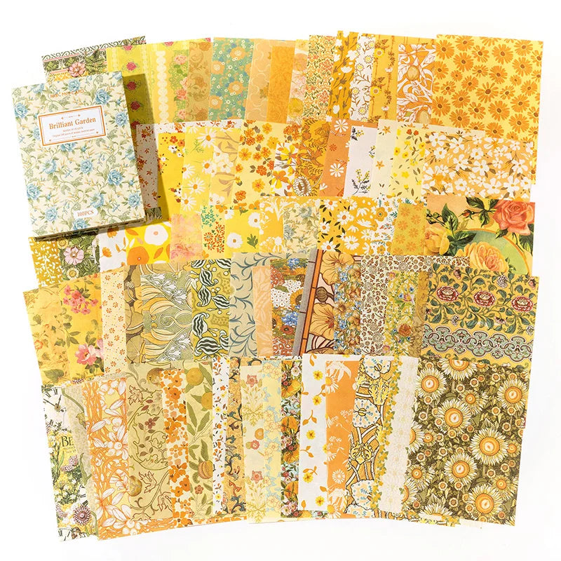 JIANQI 100pcs Vintage Floral Scrapbooking Paper