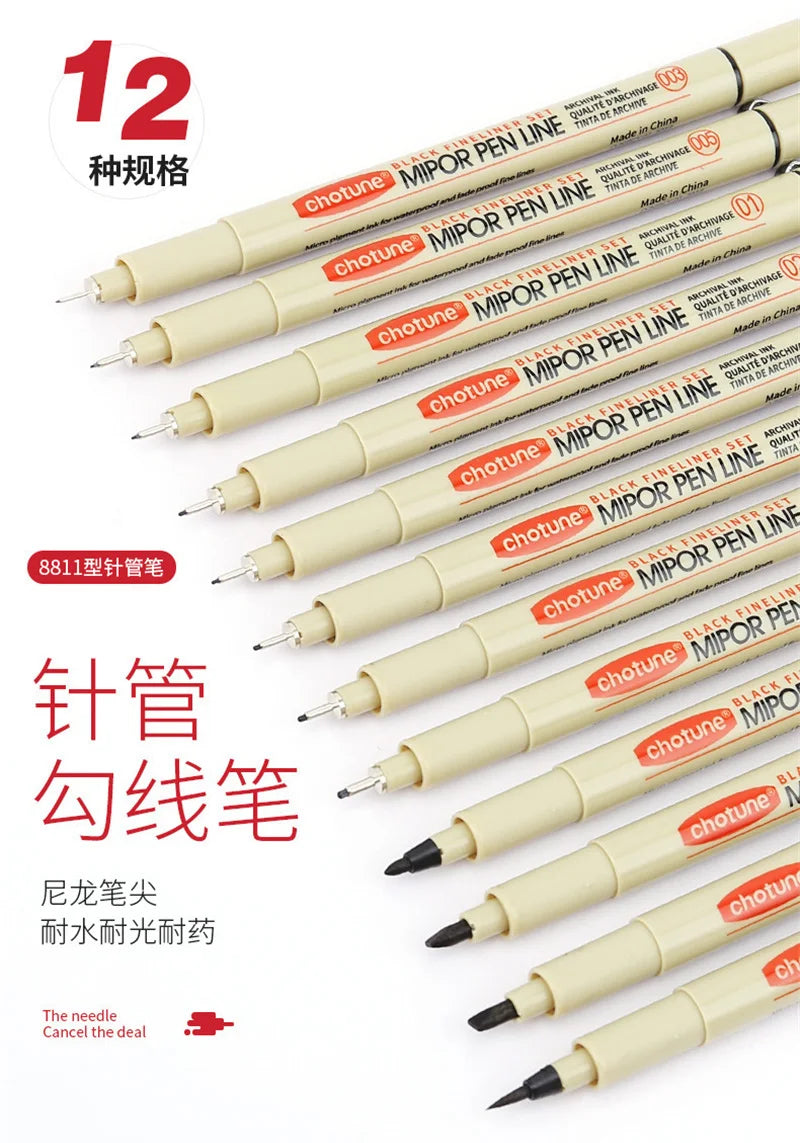 Manga Black Fineliner Waterproof Marker Pens