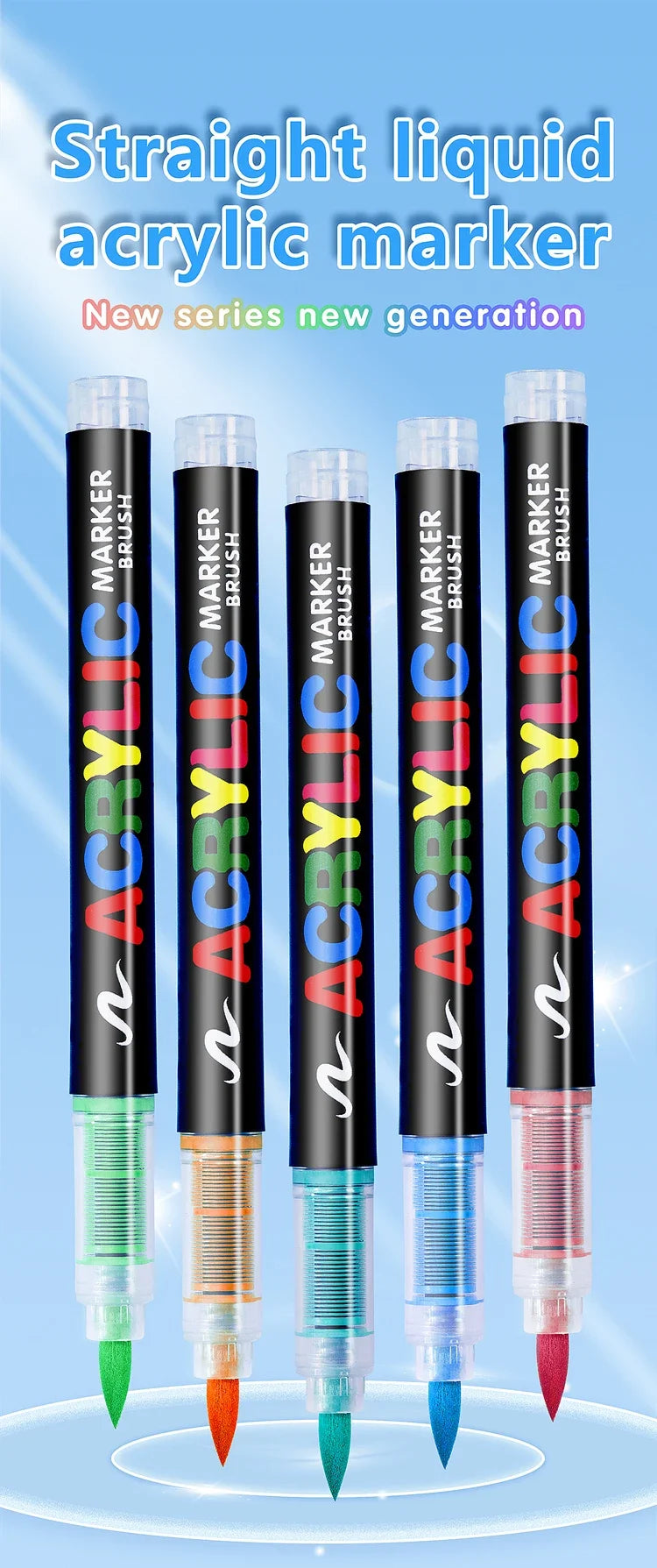 Acrylic Marker Pens – 12/24/30 Colors, Waterproof Soft Brush Nib