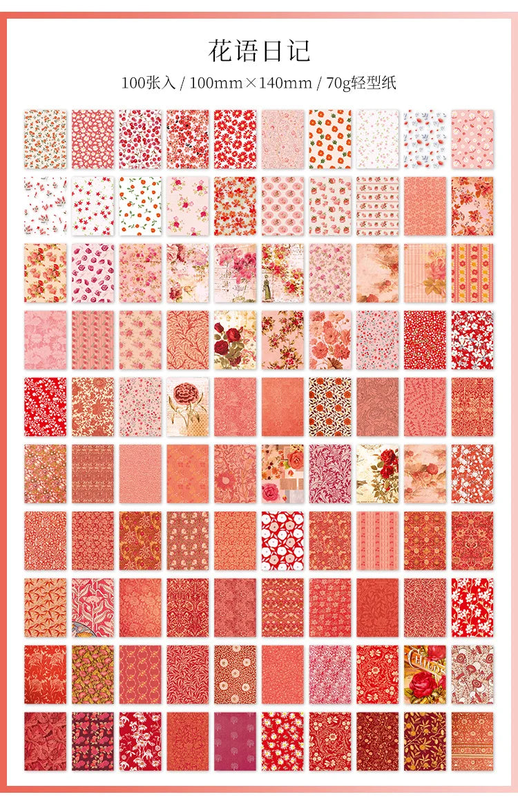 JIANQI 100pcs Vintage Floral Scrapbooking Paper