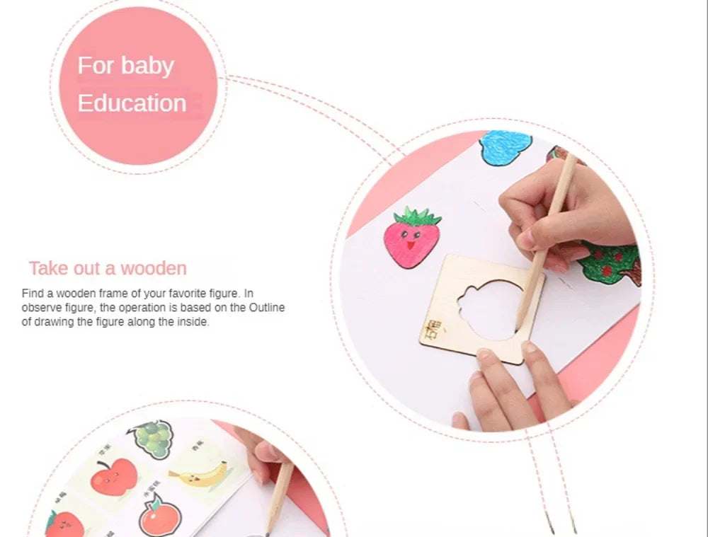 Montessori DIY Painting Stencils – Wooden Educational Craft Toy for Kids