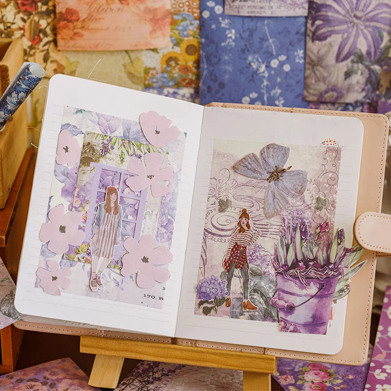 JIANQI 100pcs Vintage Floral Scrapbooking Paper