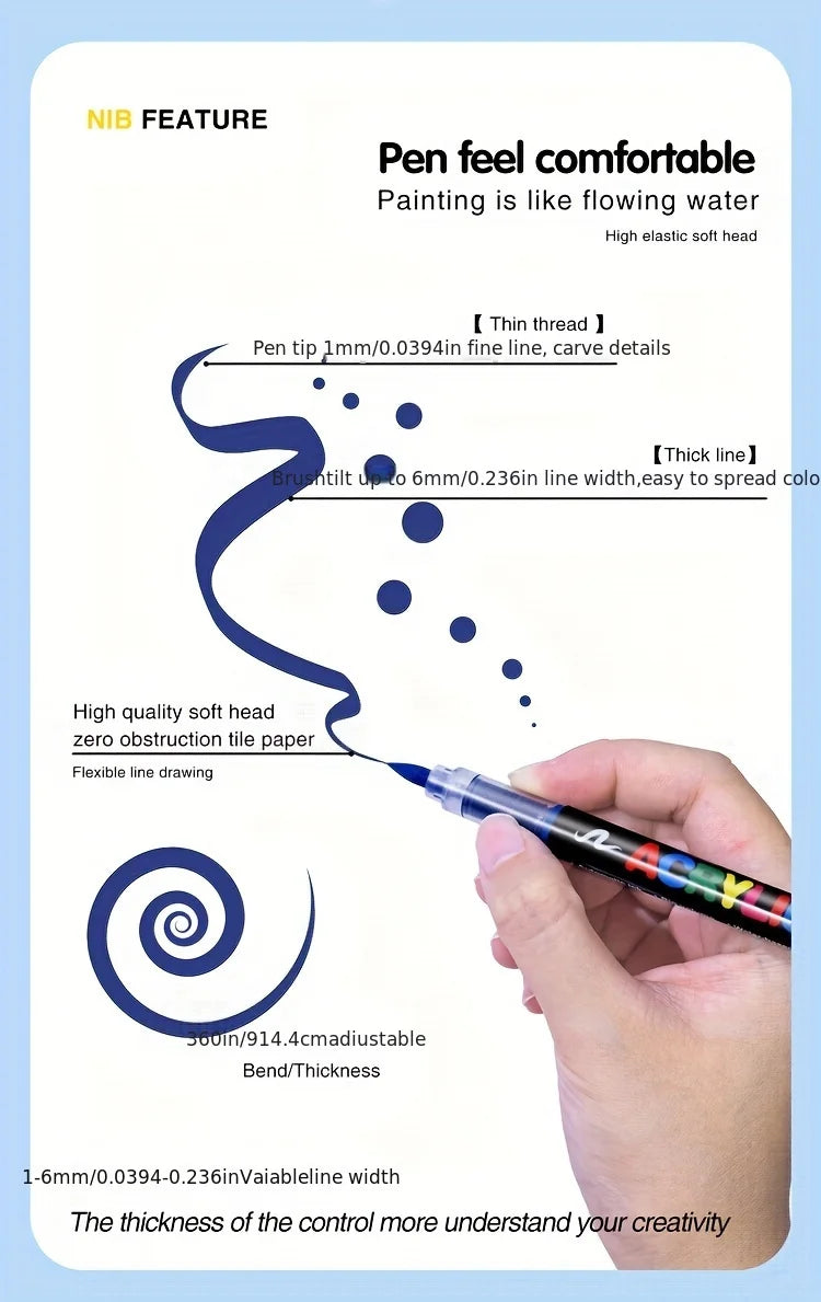 Multi-Color Soft Tip Art Markers – Acrylic Markers for Various Surfaces