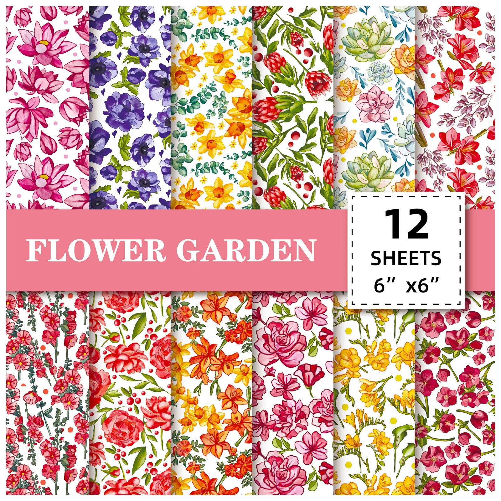 12-Sheet Christmas Scrapbooking Paper – 15x15cm DIY Craft Cardstock