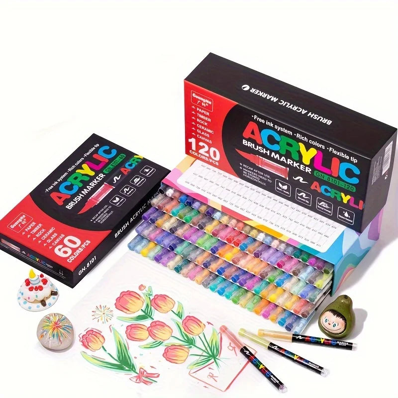 Multi-Color Soft Tip Art Markers – Acrylic Markers for Various Surfaces