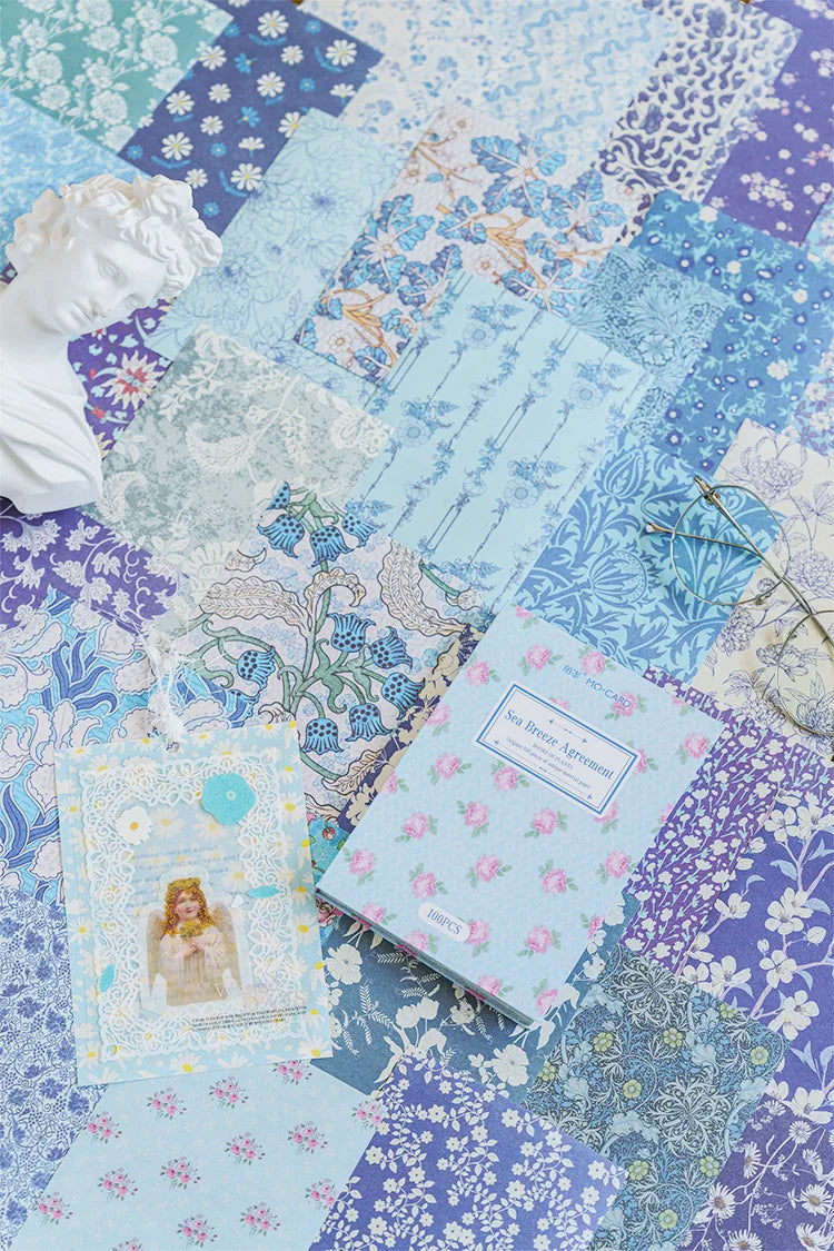 JIANQI 100pcs Vintage Floral Scrapbooking Paper