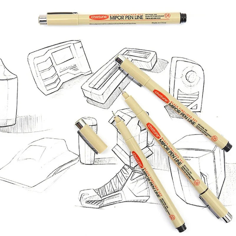 Manga Black Fineliner Waterproof Marker Pens