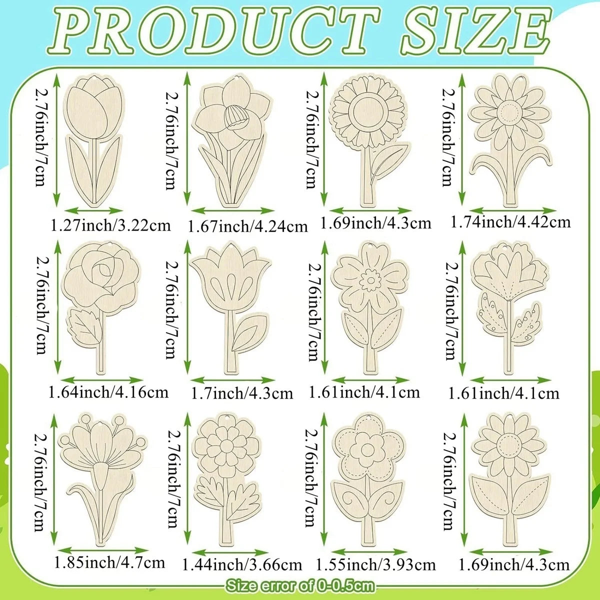 Spring Flower Wooden Crafts – 12pcs DIY Hanging Ornaments