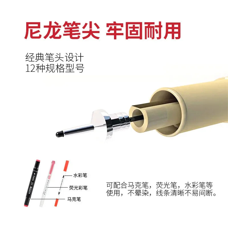 Manga Black Fineliner Waterproof Marker Pens