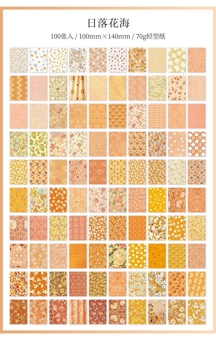 JIANQI 100pcs Vintage Floral Scrapbooking Paper