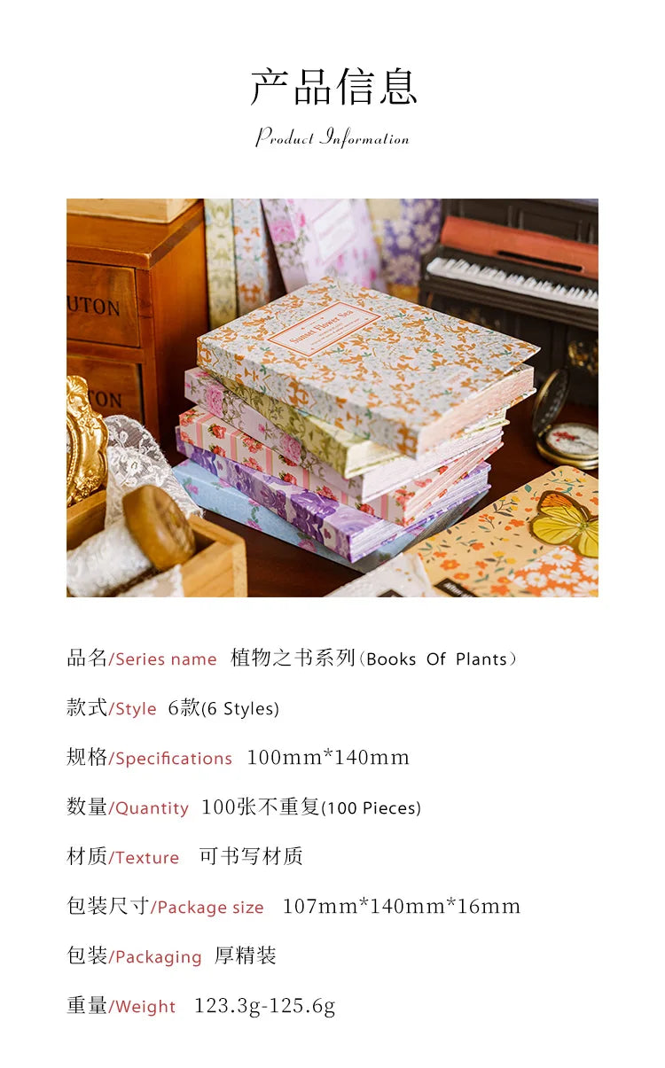 JIANQI 100pcs Vintage Floral Scrapbooking Paper