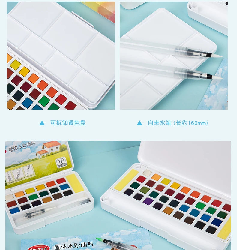 Watercolor Paint Set – 12/24/36/48 Colors with Water Brush Pens