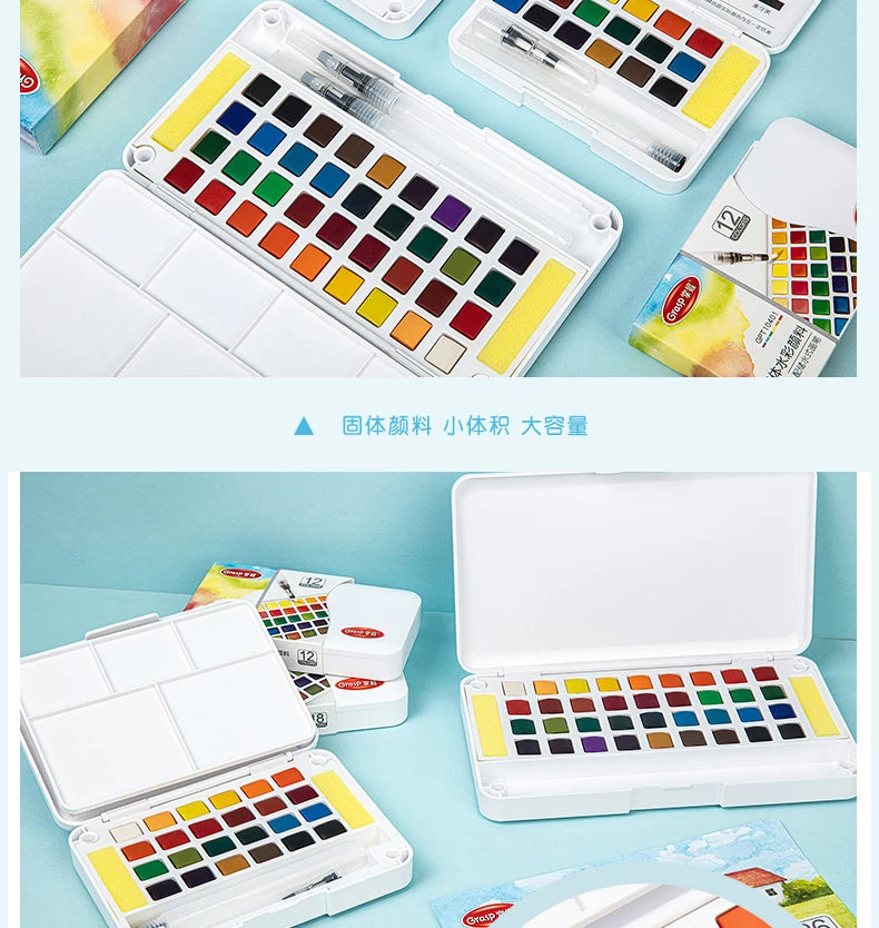 Watercolor Paint Set – 12/24/36/48 Colors with Water Brush Pens