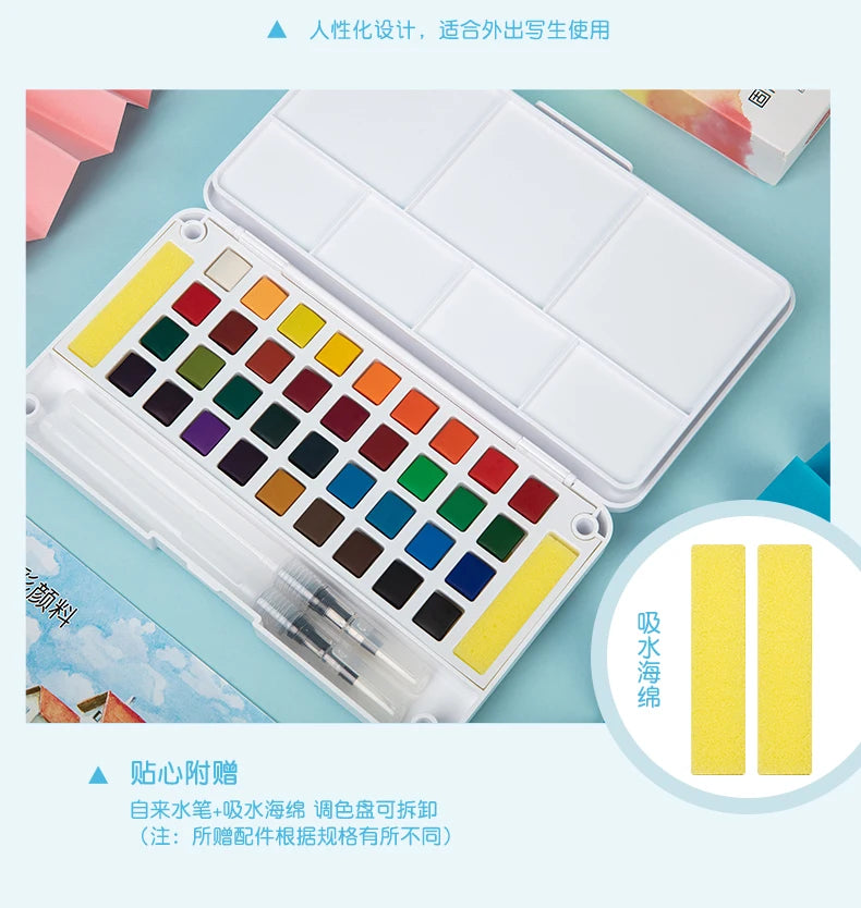 Watercolor Paint Set – 12/24/36/48 Colors with Water Brush Pens
