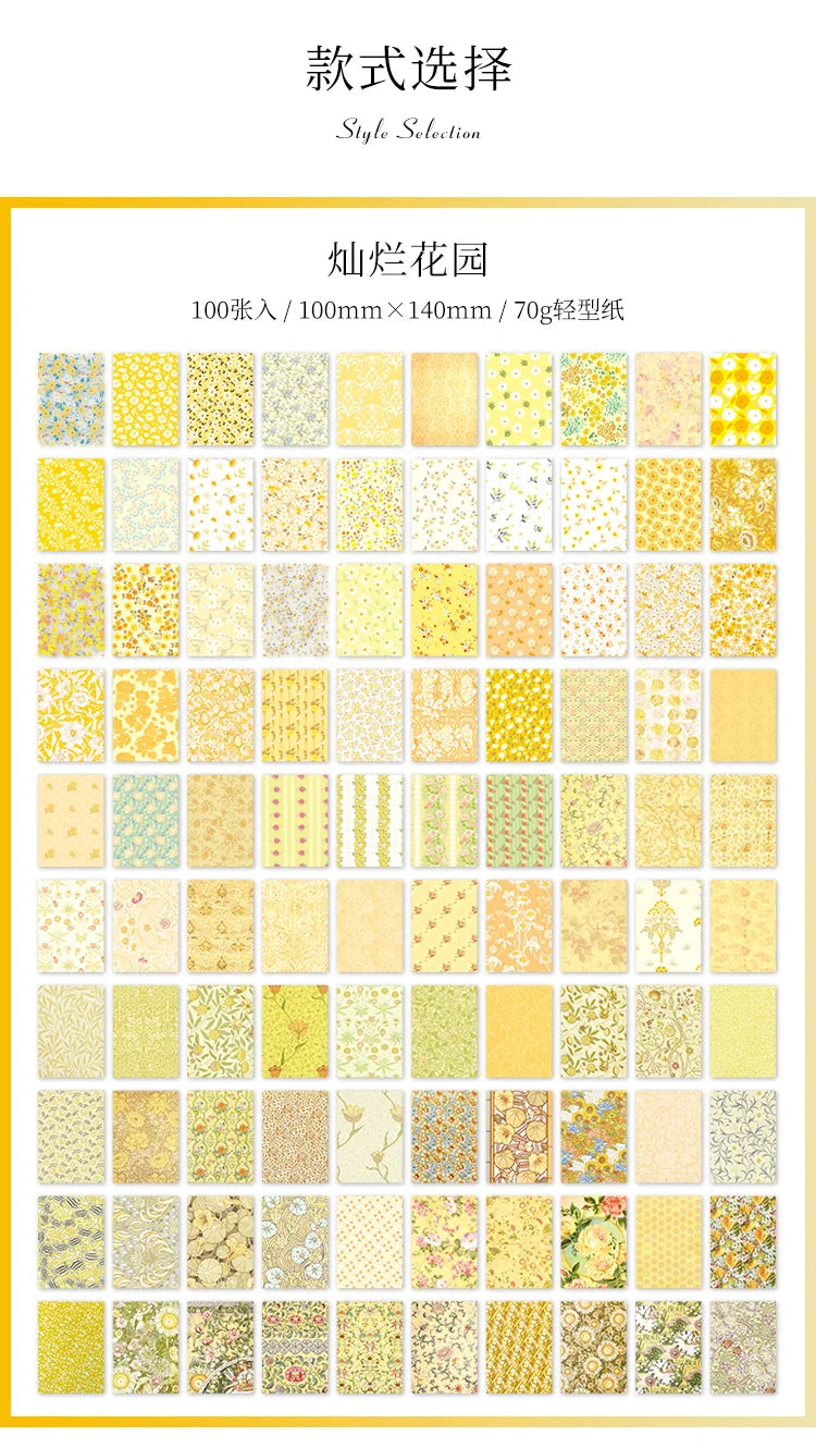 JIANQI 100pcs Vintage Floral Scrapbooking Paper